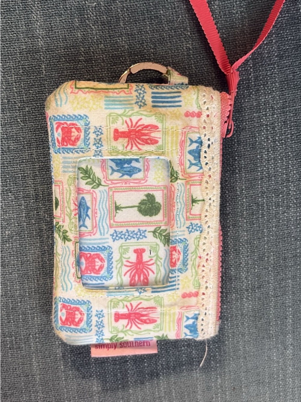 Simply Southern Multicolor Coastal ID Print Wristlet Wallet - Pink, Blue, Green
